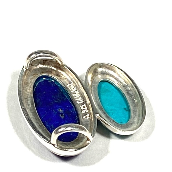 925 Thailand Pendant Sterling Silver Lapis Lazuli Turquoise? 4.56g Vintage - Picture 4 of 7